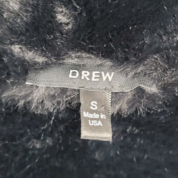 Drew Black Faux Vegan Suede Soft Fur Lined Crop Jacket USA Made Size Small S - Picture 3 of 13